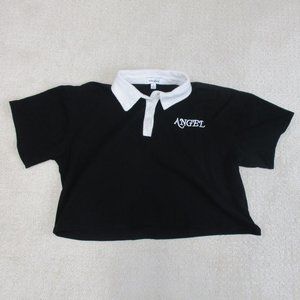 Ruby & Lace Crop Top Womens Large Black White Tee Crop Top Angel